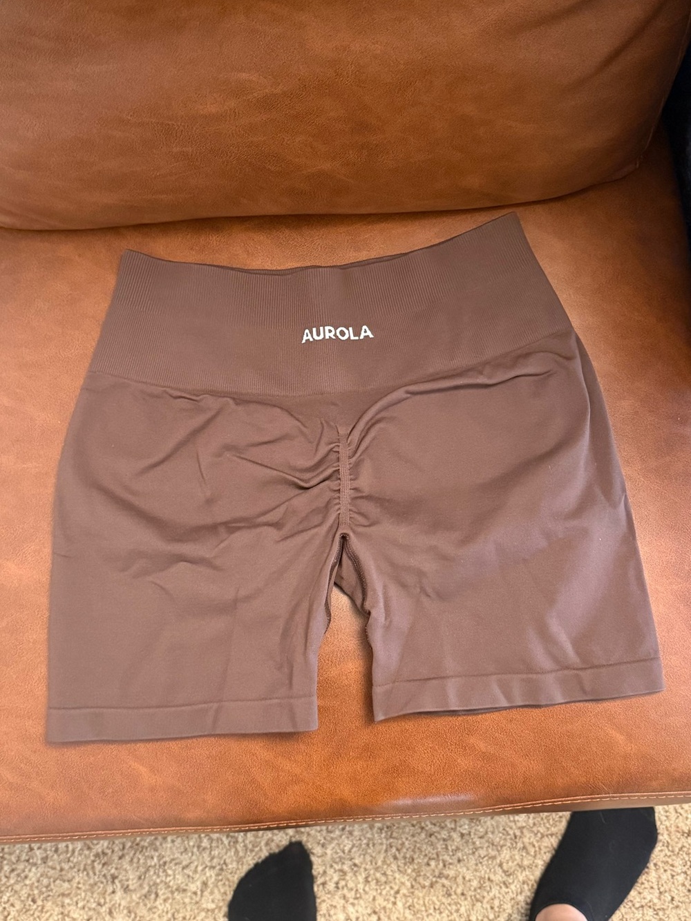 AUROLA Dream High-Waist Seamless Bike Shorts in Java Brown